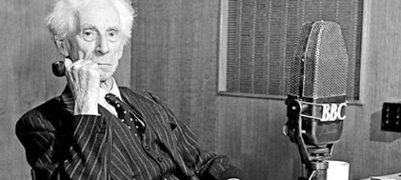 Bertrand Russell, BBC Radio station with pipe in hand